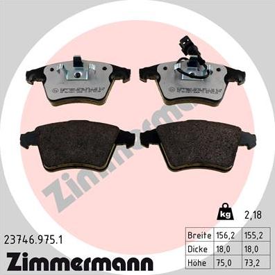 Zimmermann 23746.975.1 - Komplet pločica, disk-kočnica www.parts5.com