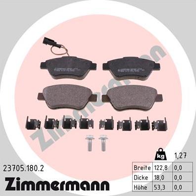 Zimmermann 23705.180.2 - Brake Pad Set, disc brake www.parts5.com