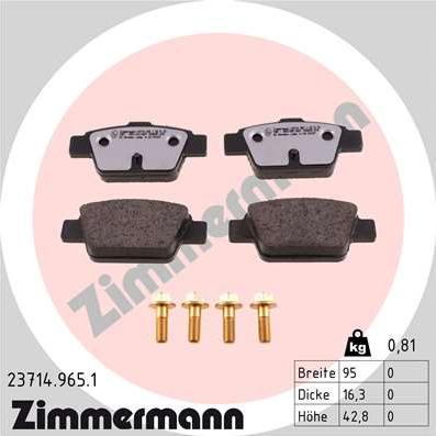 Zimmermann 23714.965.1 - Тормозные колодки, дисковые, комплект www.parts5.com