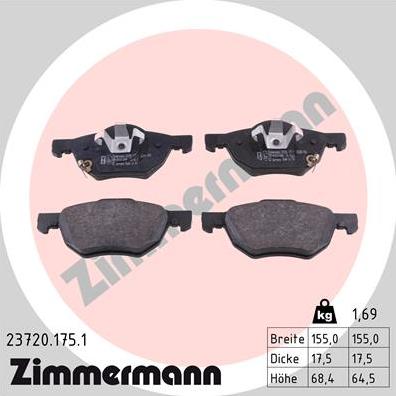 Zimmermann 23720.175.1 - Brake Pad Set, disc brake www.parts5.com