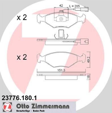 Zimmermann 23776.180.1 - Set placute frana,frana disc www.parts5.com