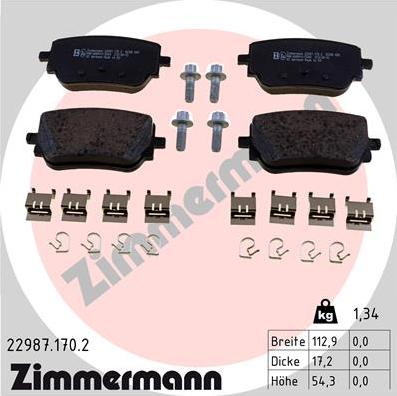 Zimmermann 22987.170.2 - Σετ τακάκια, δισκόφρενα www.parts5.com