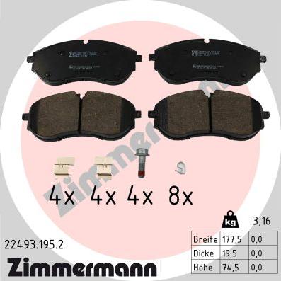 Zimmermann 22493.195.2 - Brake Pad Set, disc brake www.parts5.com