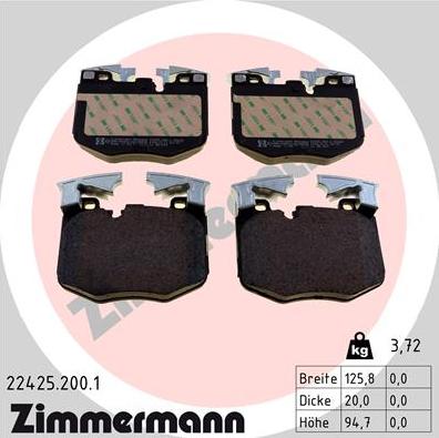 Zimmermann 22425.200.1 - Brake Pad Set, disc brake parts5.com