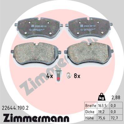 Zimmermann 22644.190.2 - Σετ τακάκια, δισκόφρενα www.parts5.com