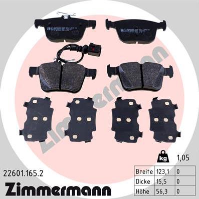 Zimmermann 22601.165.2 - Fren balata seti, diskli fren www.parts5.com