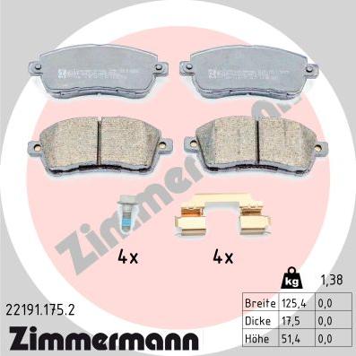 Zimmermann 22191.175.2 - Set placute frana,frana disc www.parts5.com