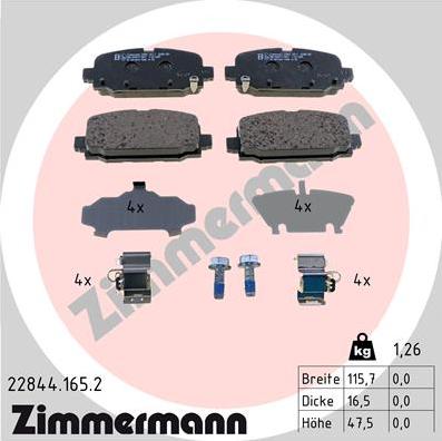 Zimmermann 22844.165.2 - Brake Pad Set, disc brake www.parts5.com