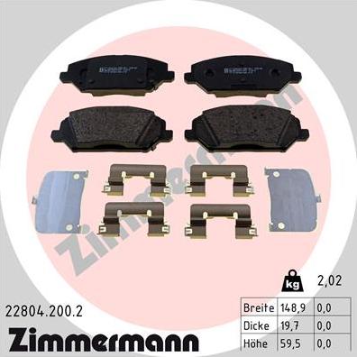 Zimmermann 22804.200.2 - Brake Pad Set, disc brake www.parts5.com