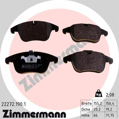 Zimmermann 22272.190.1 - Brake Pad Set, disc brake www.parts5.com