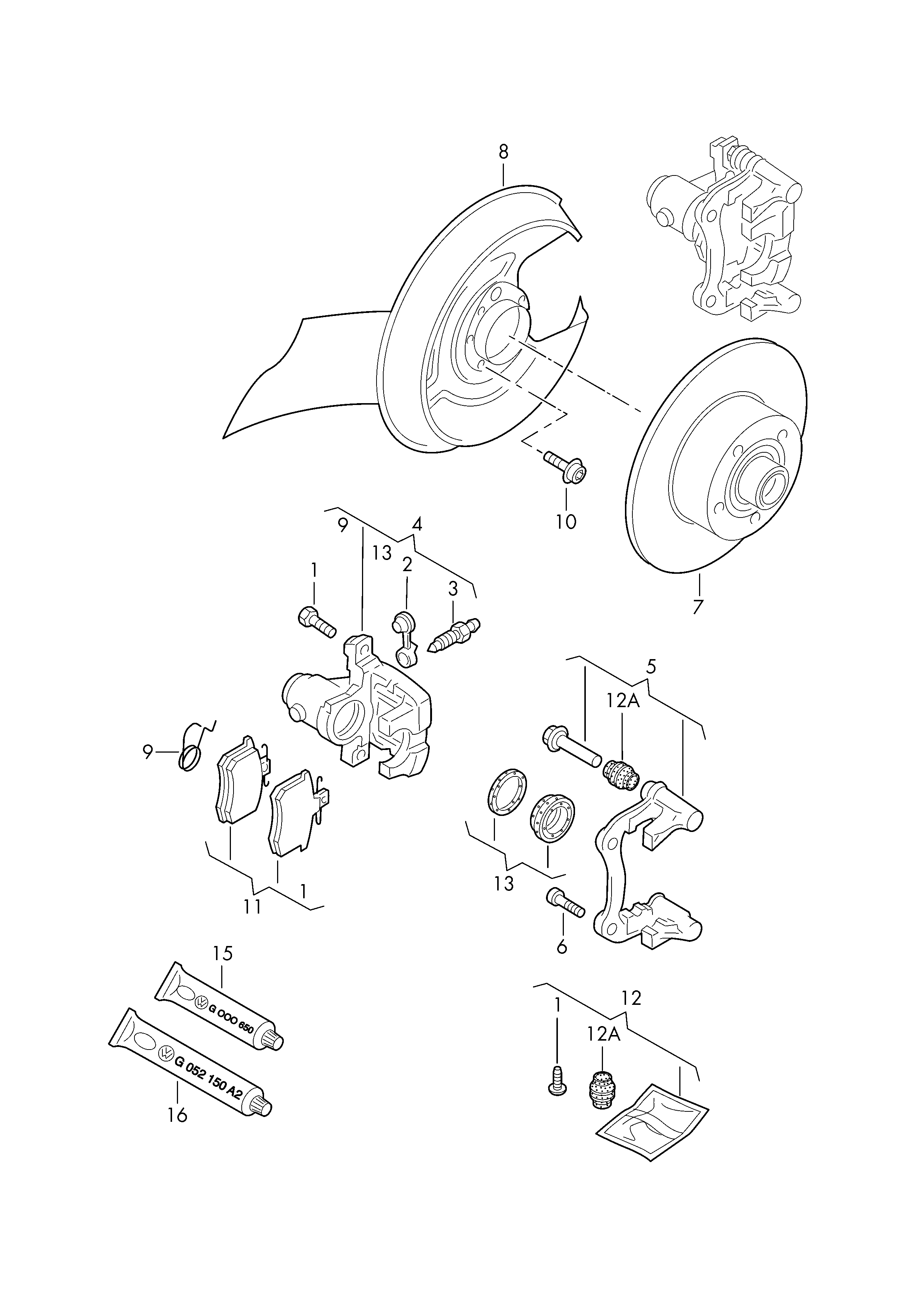 Seat 8E0 698 451 K - Piduriklotsi komplekt,ketaspidur www.parts5.com