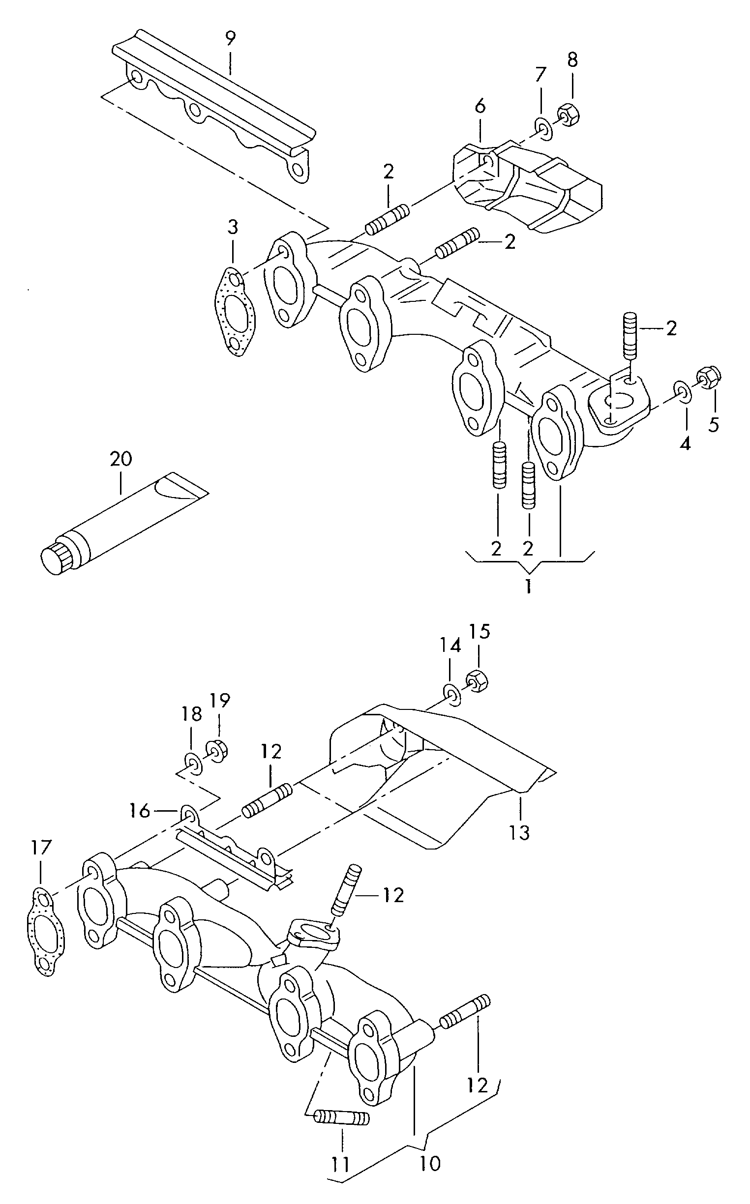 VW 037 253 039 F - Τσιμούχα, πολλαπλή εξαγωγή www.parts5.com