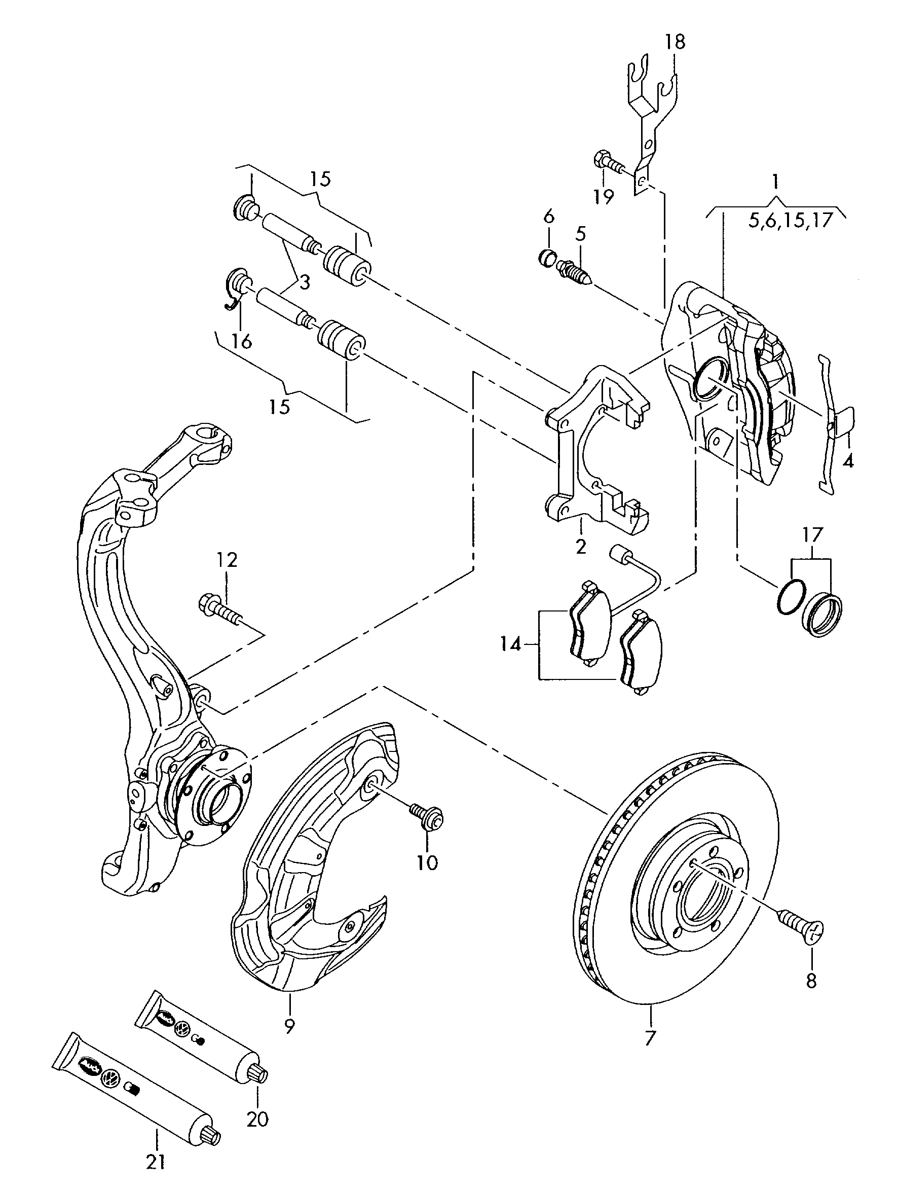 VAG 4B0 698 471 A - Juego de reparación, pinza de freno www.parts5.com