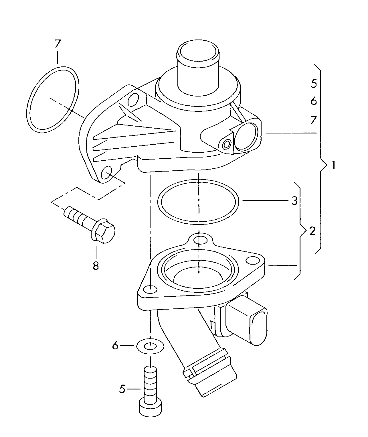 Skoda 06B 121 119 B - Garnitura termostat www.parts5.com