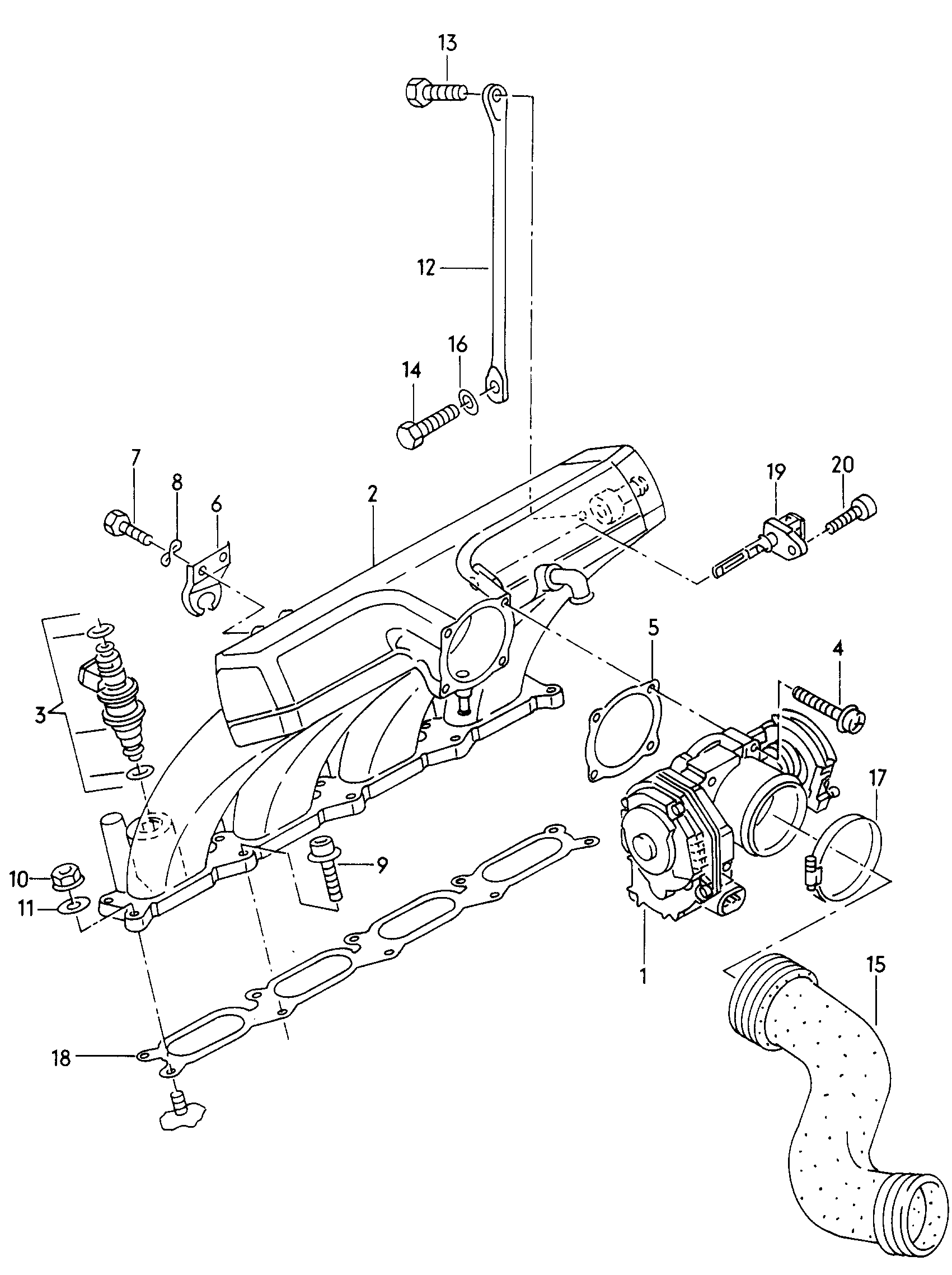 AUDI 058 129 717 B - Sada těsnění, koleno sacího potrubí www.parts5.com