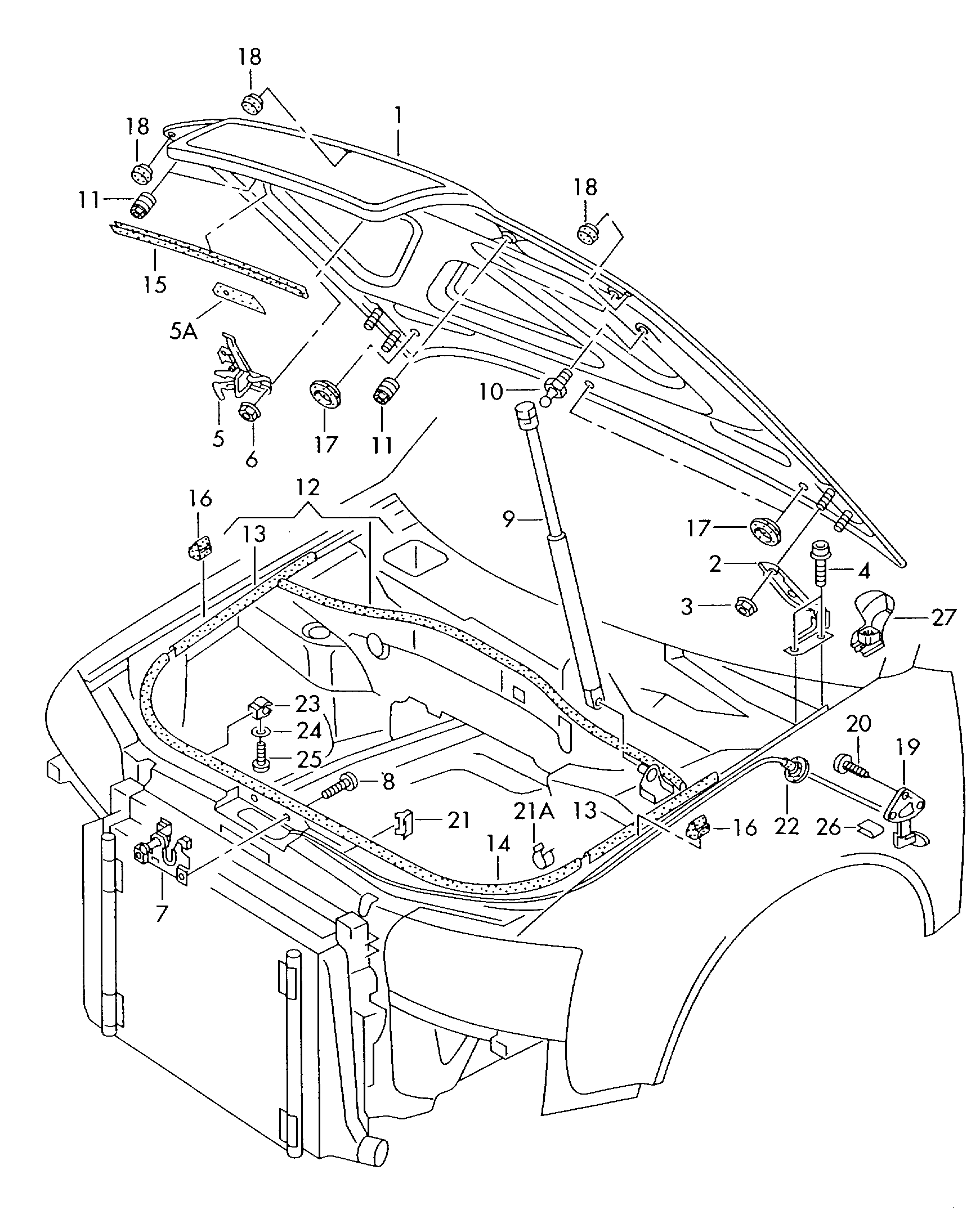 VAG 4B0 823 359C - Plinska vzmet, pokrov motorja www.parts5.com