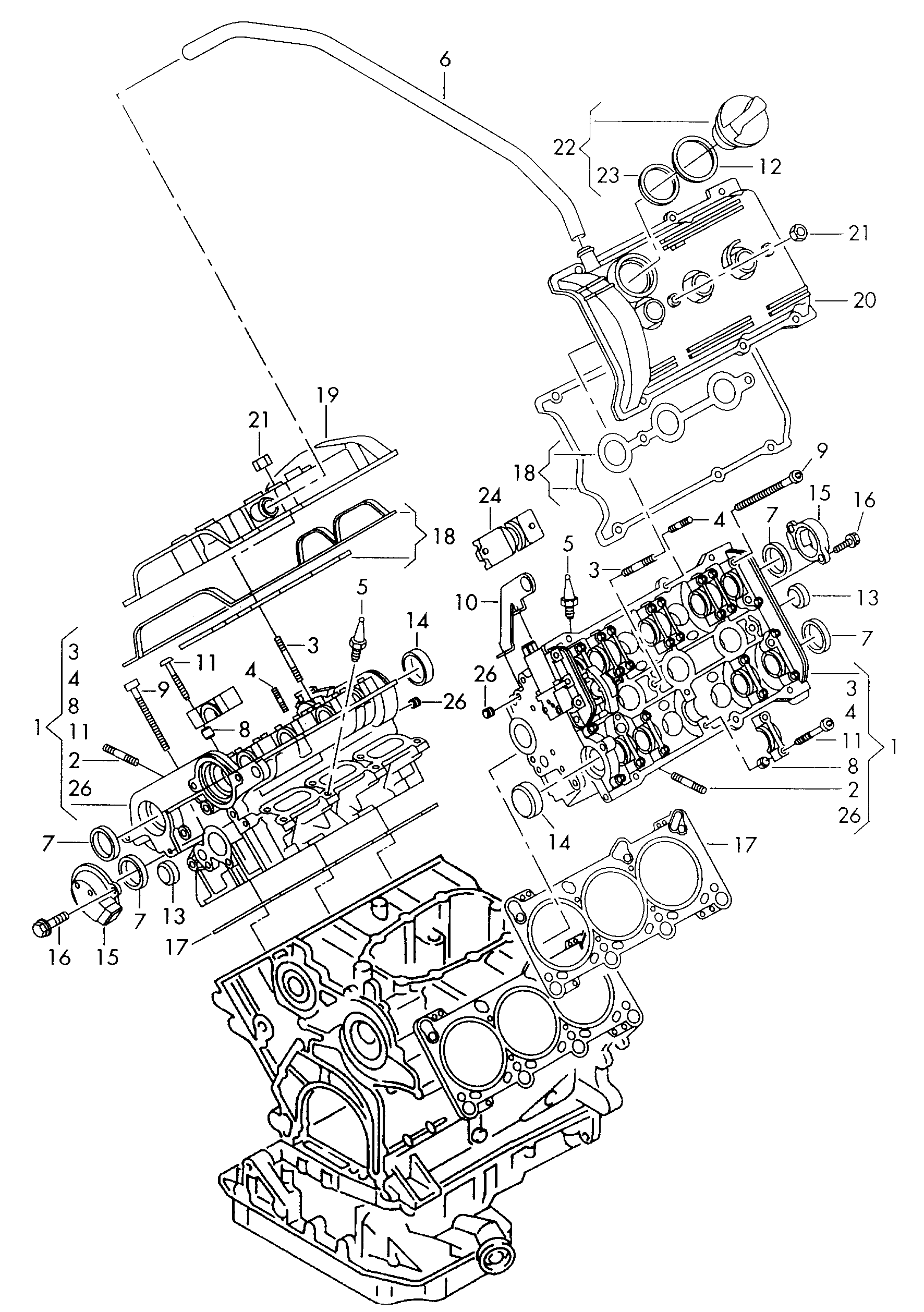 VW 078 198 025 - Σετ στεγανοπ., κάλ. κυλινδροκεφαλής www.parts5.com