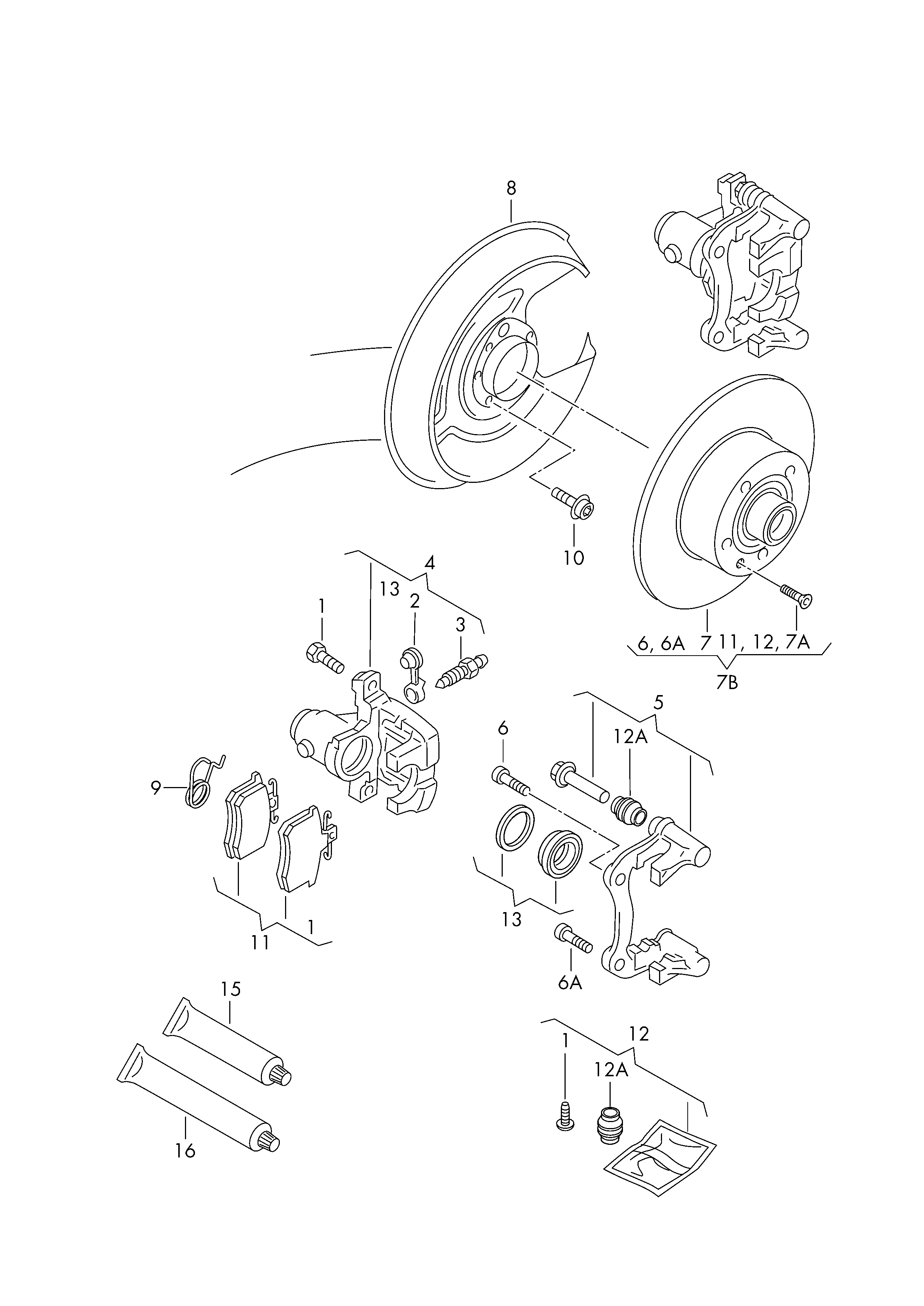 VAG 8E0615425G - Sada vodiacich puzdier brzdového strmeňa www.parts5.com