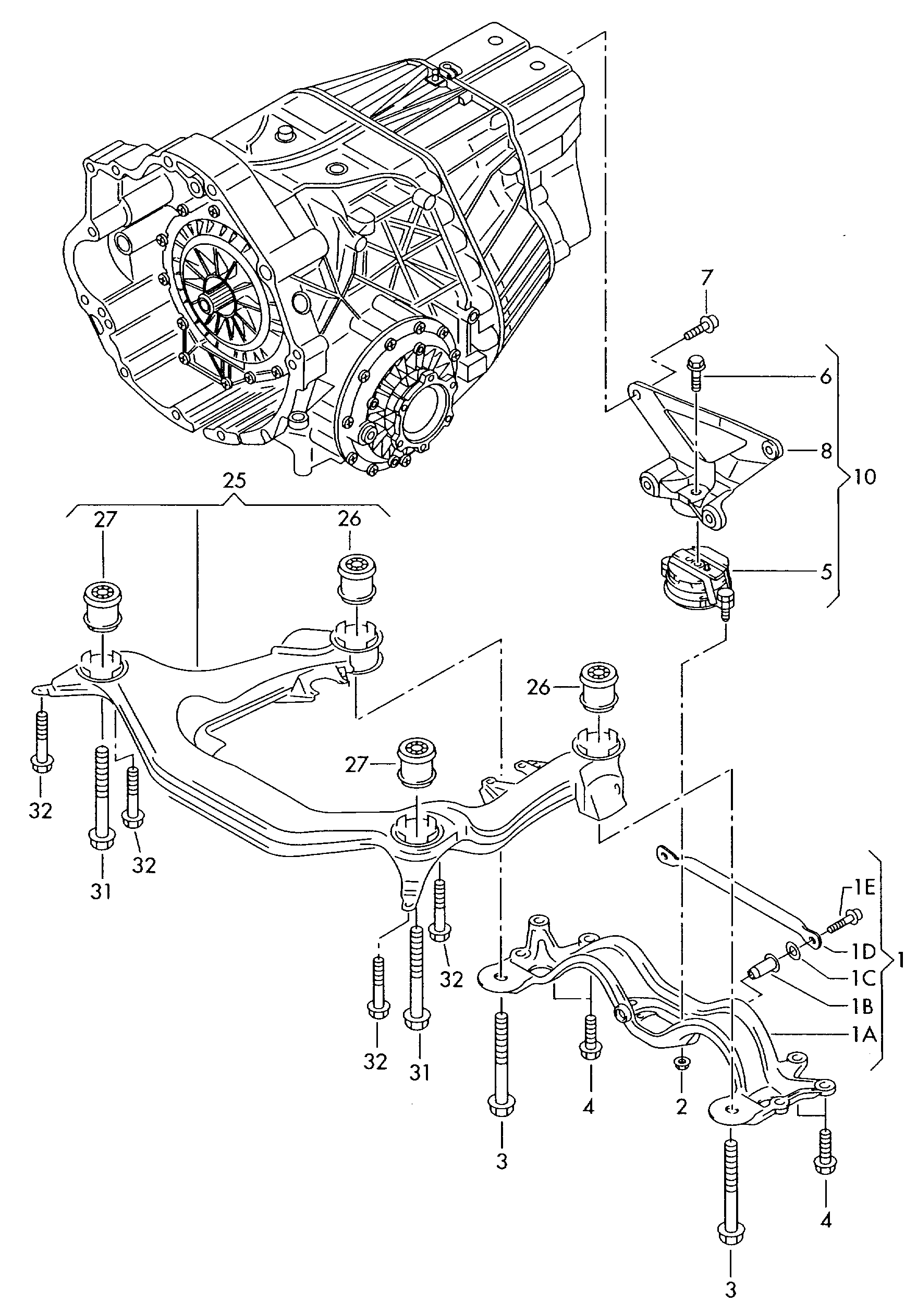 VAG 8E0 399 105 JE - Suport, transmisie automata www.parts5.com