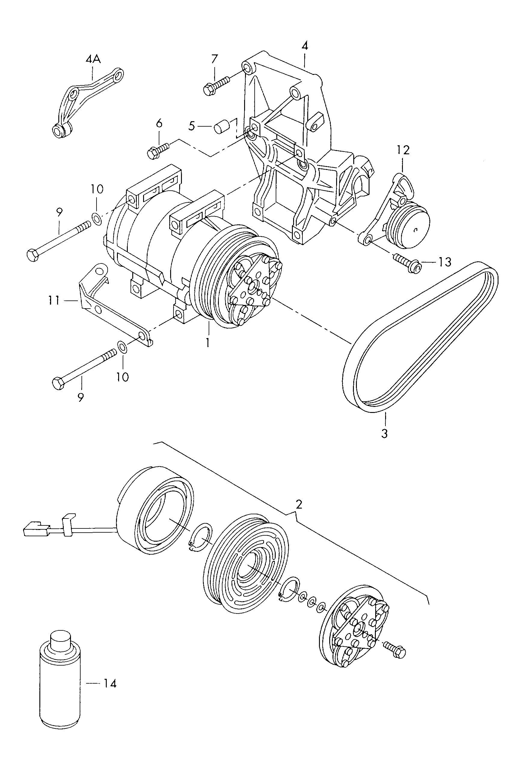 VW 8D0260805F - A/C compressor with electro-magnetic coupling www.parts5.com