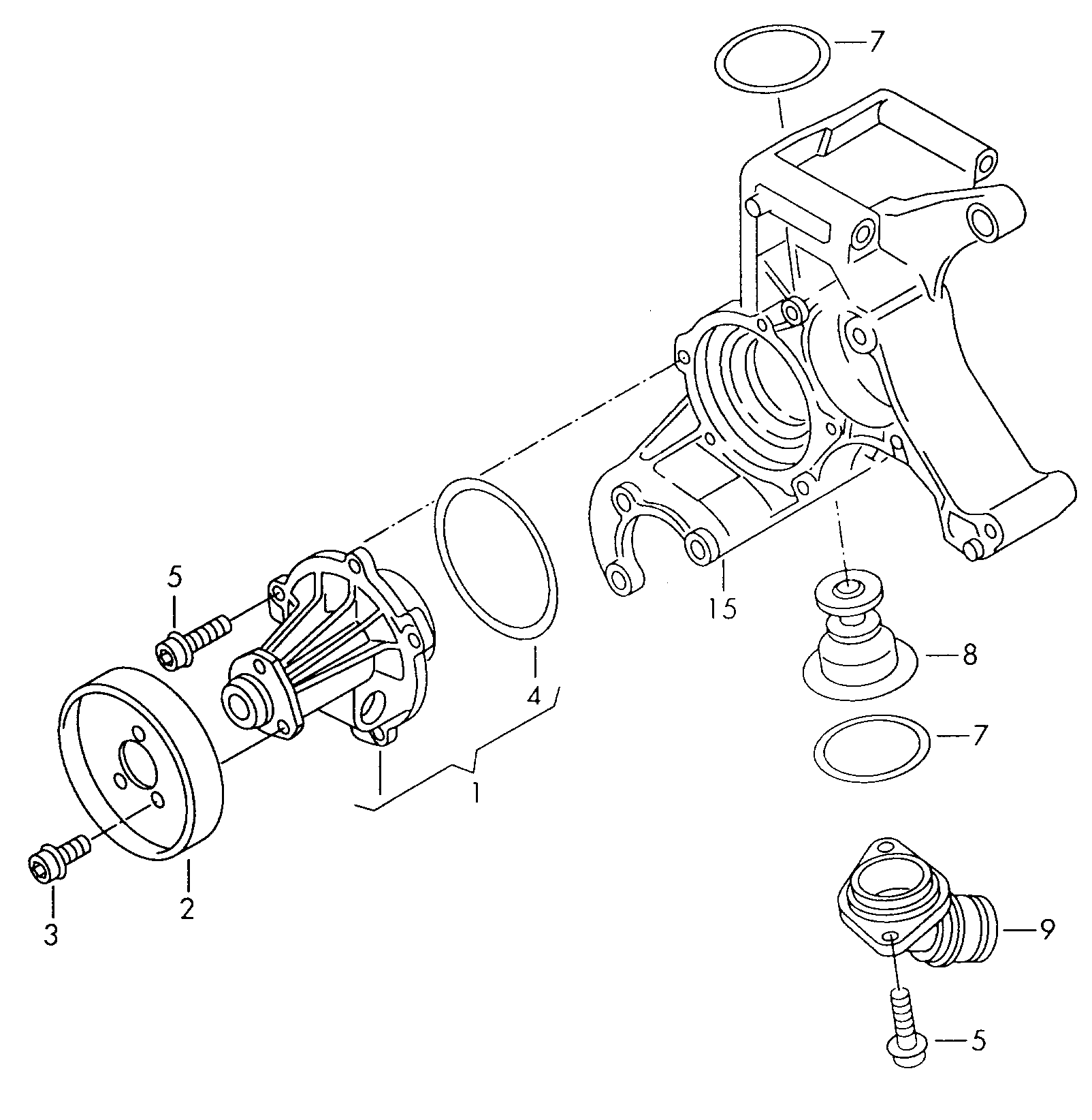 VW 038 121 121B - Bride de liquide de refroidissement www.parts5.com