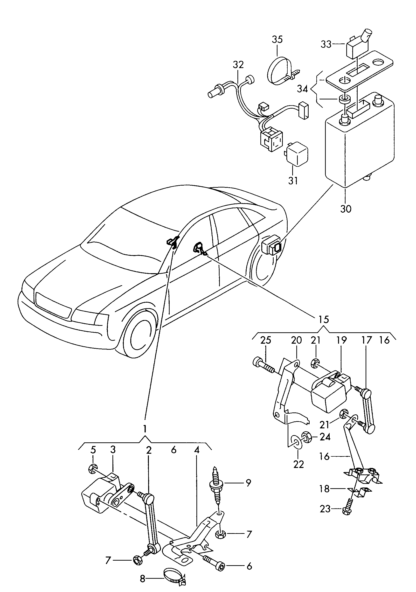 Seat 4B0 907 503 A - Sensori, Xenonvalo (ajovalokorkeuden säätö) www.parts5.com