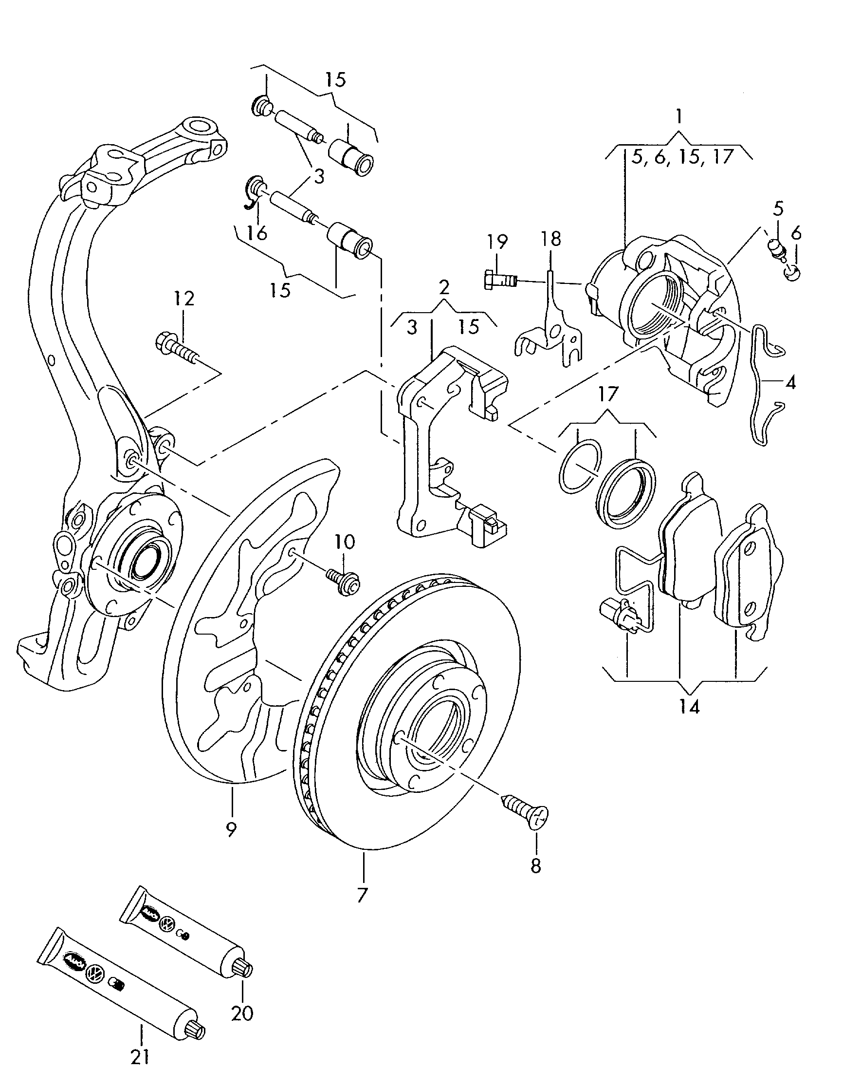 VW 4B0 698 151 K - Brake Pad Set, disc brake parts5.com