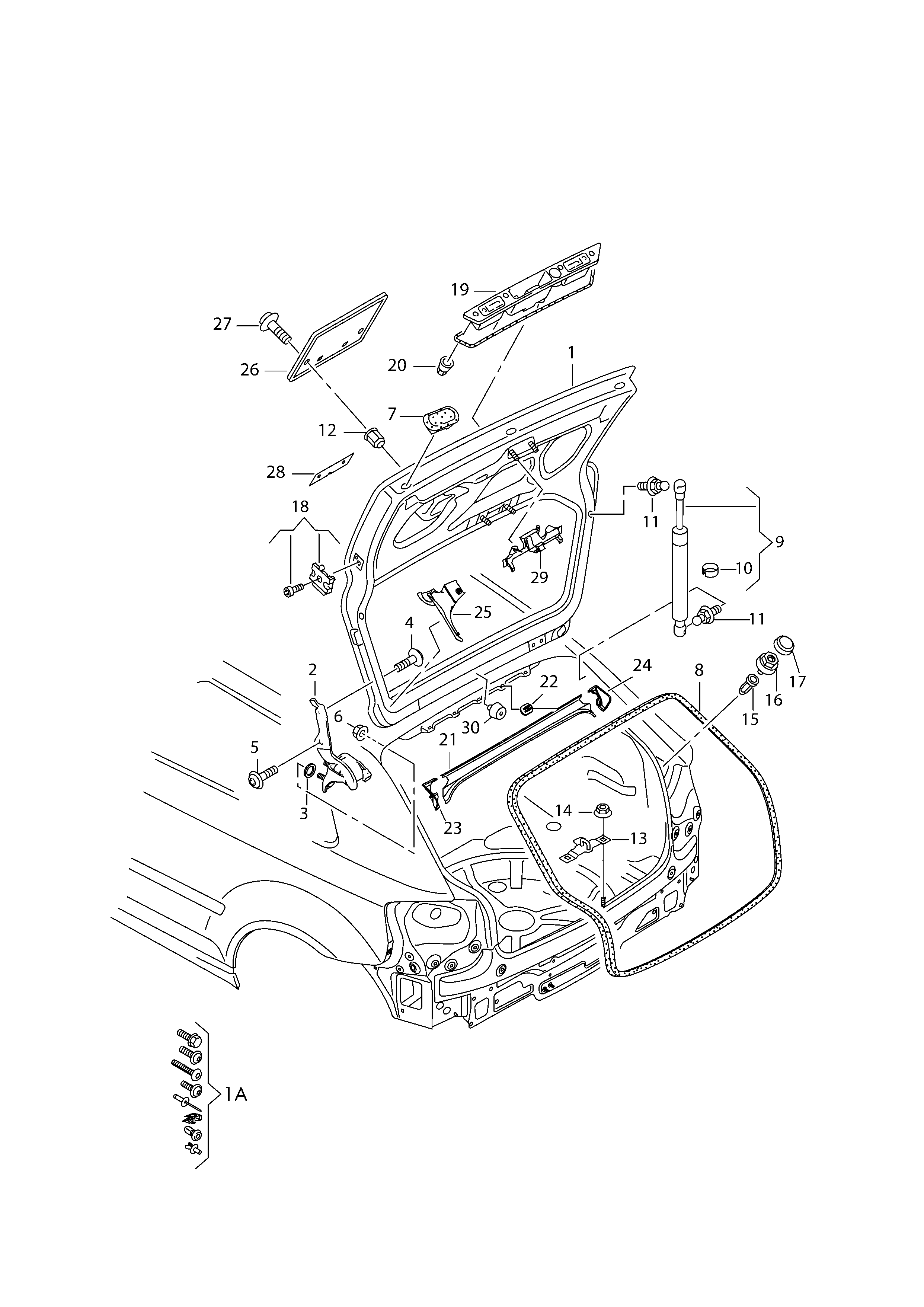 AUDI 8P3 827 552 D - Gas Spring, boot, cargo area www.parts5.com