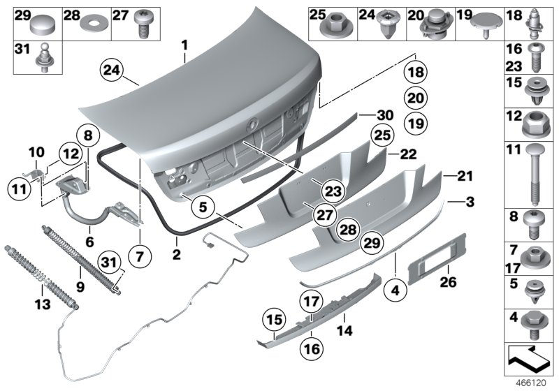 BMW 51 24 7 185 713 - Single components for trunk lid: 1  pcs. www.parts5.com