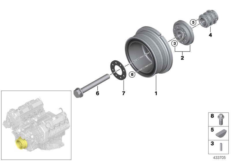 BMW 11237567055 - Belt Pulley, crankshaft www.parts5.com