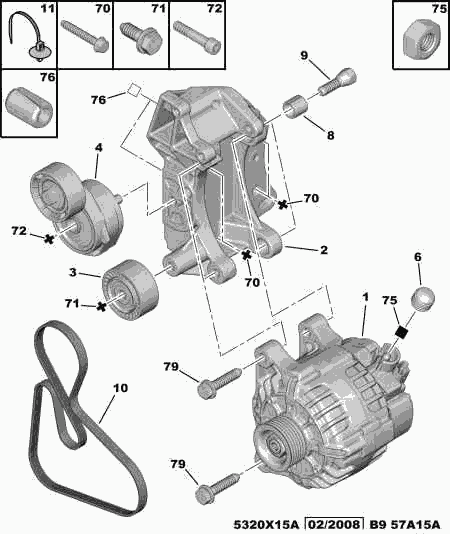 CITROËN 5750 RH - Courroie trapézoïdale à nervures www.parts5.com