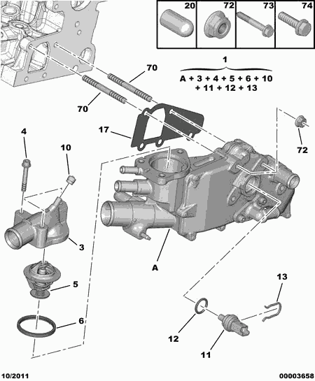 PEUGEOT 1340.51 - Gasket, coolant flange www.parts5.com