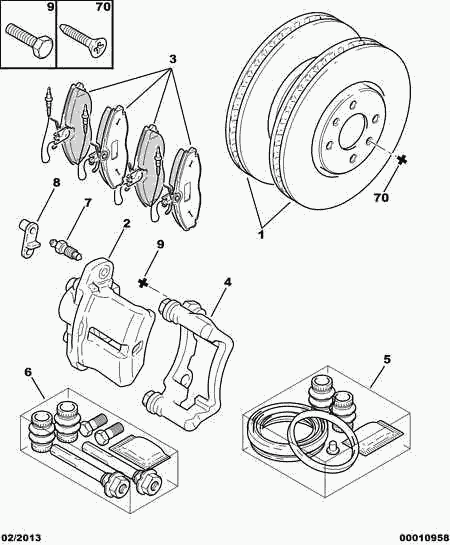 PEUGEOT (DF-PSA) 4439 17 - Комплект водещи втулки, спирачен апарат www.parts5.com