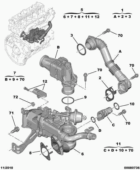 CITROËN 98 001 251 80 - Cooler, exhaust gas recirculation www.parts5.com