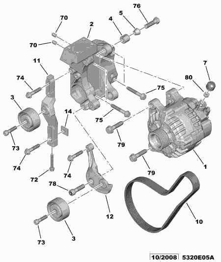 CITROËN/PEUGEOT 5751 91 - Saptırma / Kılavuz makarası, Kanallı V-kayışı www.parts5.com