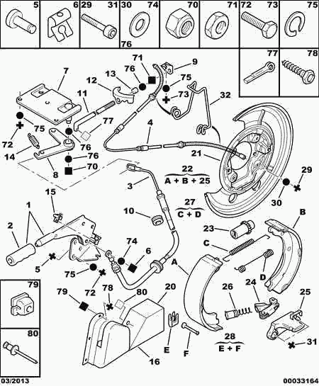 PEUGEOT 4745 V6 - Cable, parking brake parts5.com