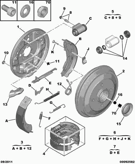 CITROËN 4241 L0 - Juego de zapatas de frenos www.parts5.com