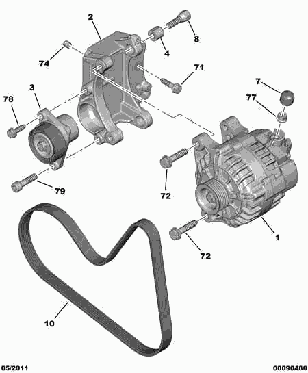 PEUGEOT (DF-PSA) 5751 G7 - Ремъчен обтегач, пистов ремък www.parts5.com