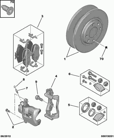 CITROËN 4404 79 - Комплект водещи втулки, спирачен апарат www.parts5.com