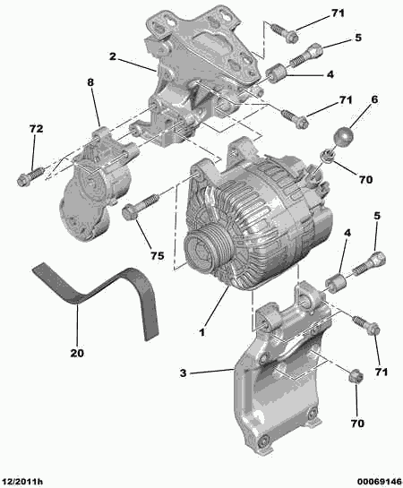 Alfa Romeo 5751 G2 - Szíjfeszítő, hosszbordás szíj www.parts5.com