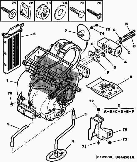 PEUGEOT 6444.C9 - Evaporator, air conditioning www.parts5.com