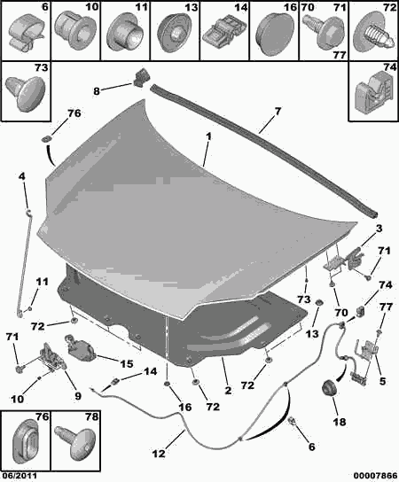 PEUGEOT 7901 K5 - Bonnet, hood www.parts5.com