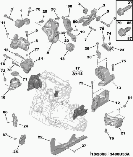 PEUGEOT 1807 X7 - Подушка, опора, подвеска двигателя www.parts5.com