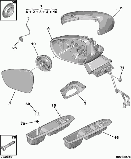 DS 8152 Q0 - Περίβλημα, εξωτερικός καθρέφτης www.parts5.com