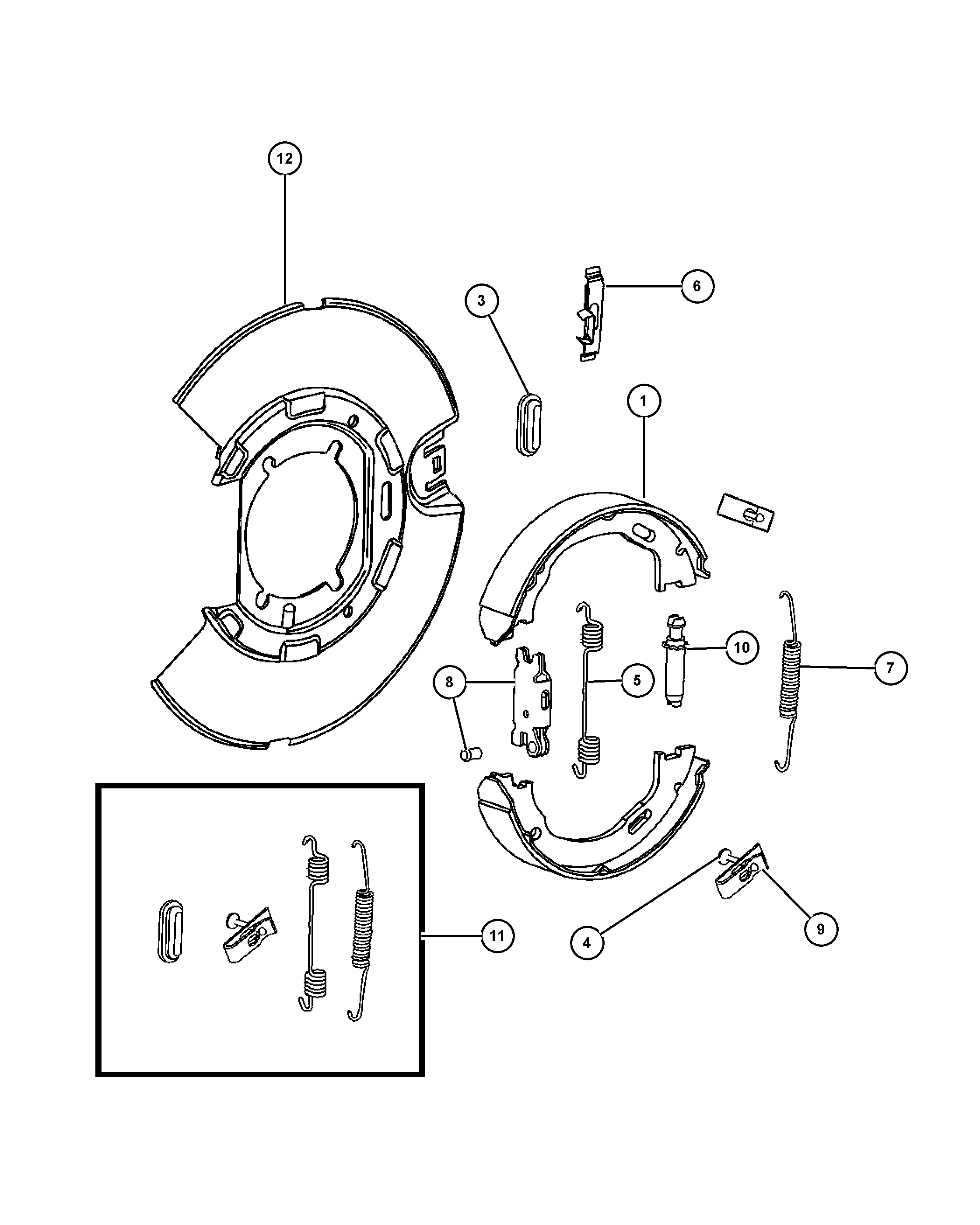 Chrysler 68020 626AA - Brake Shoe Set, parking brake www.parts5.com