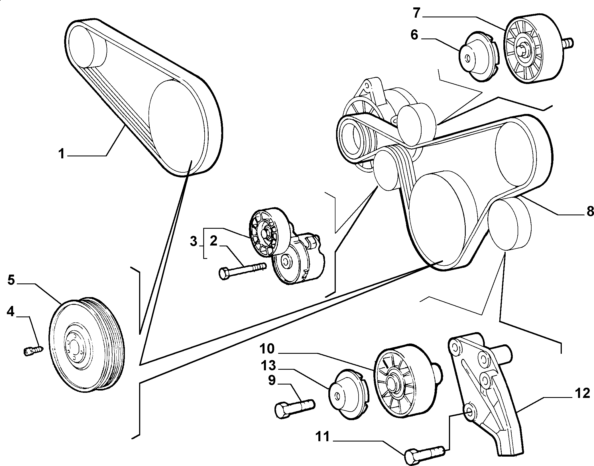 Lancia 46546374 - Jeu de courroies trapézoïdales à nervures www.parts5.com