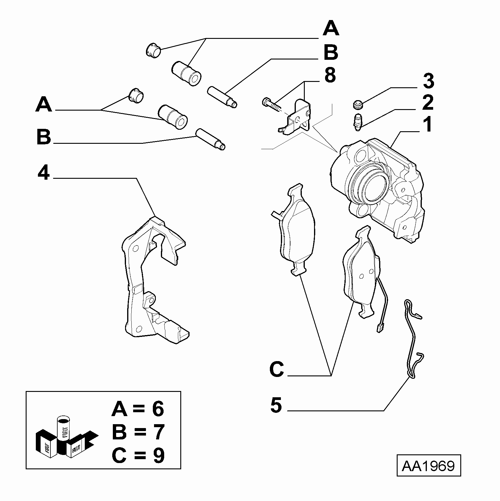 FIAT 77363591 - Οδηγός στήριξης, δαγκάνα φρέν. www.parts5.com