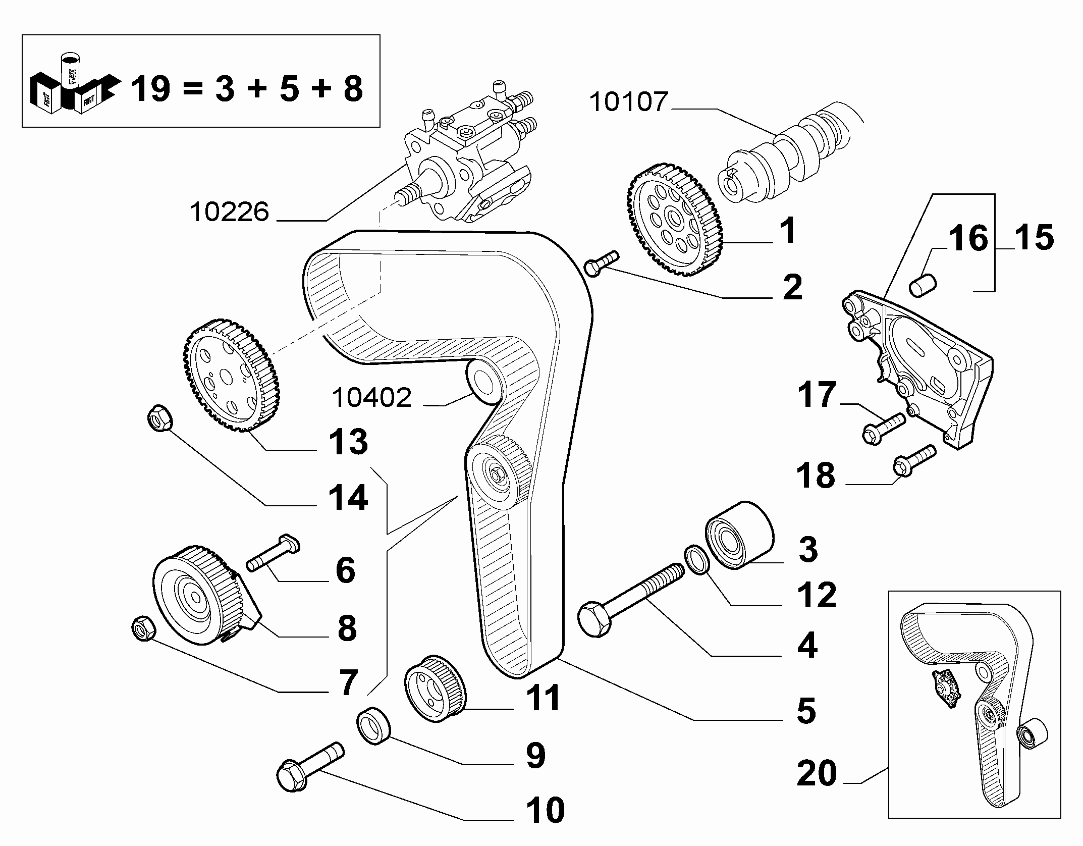 FIAT 71754559 - Timing Belt Set www.parts5.com