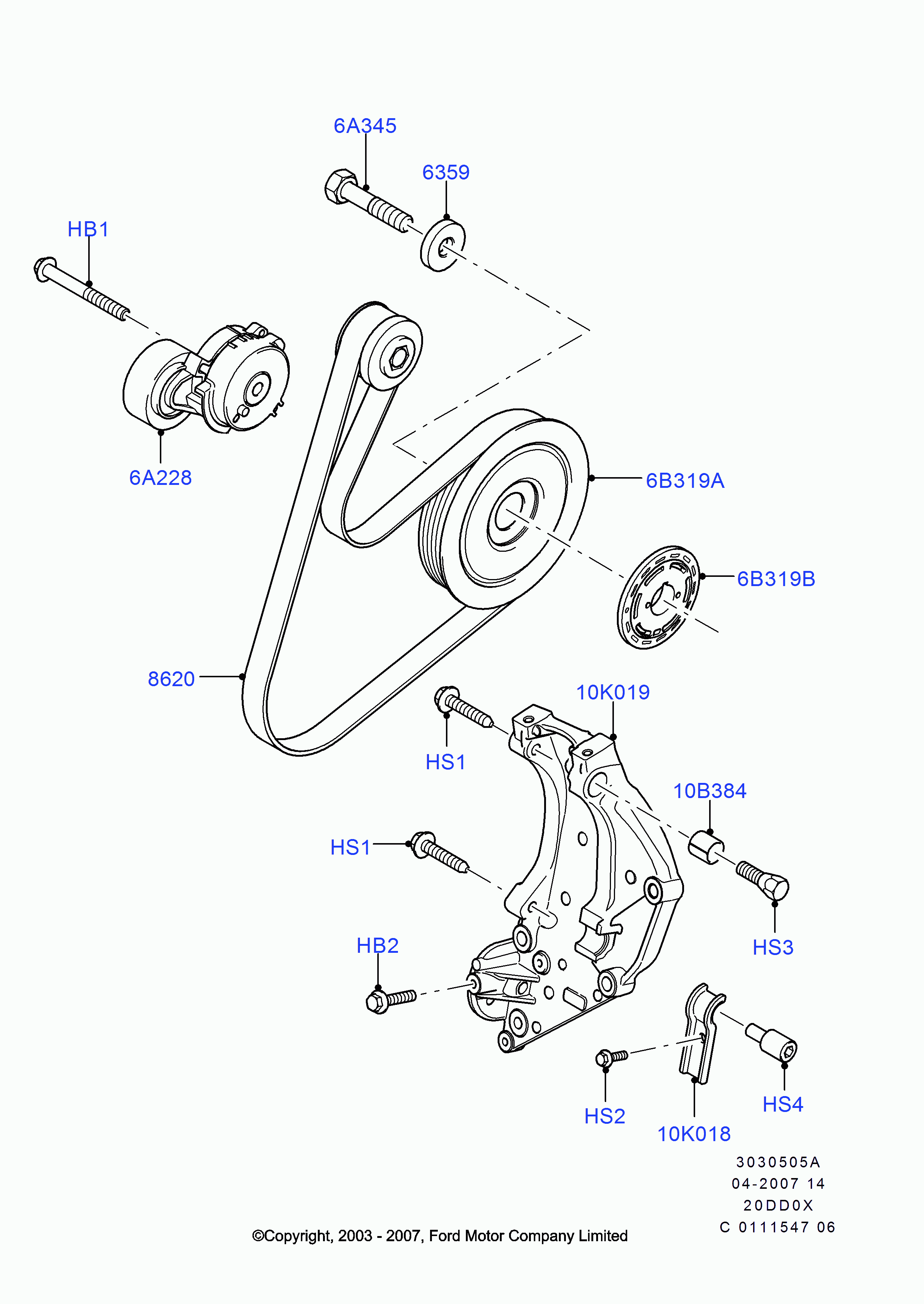 FORD 1712212 - V-Ribbed Belt parts5.com