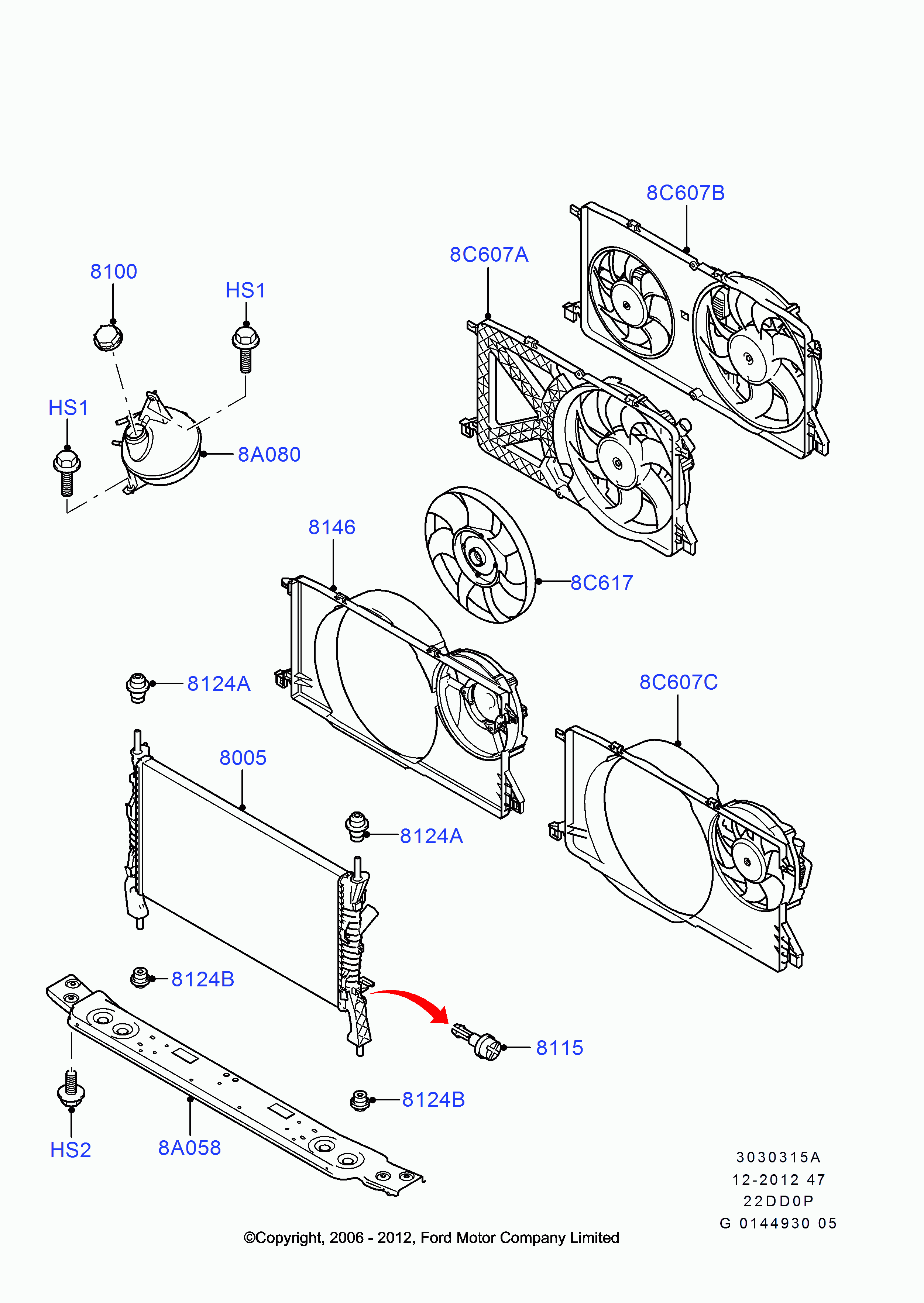 FORD 1301104 - Zaporni pokrov,posoda za hladilno sredstvo www.parts5.com